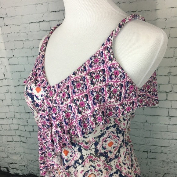Banana Republic Modal Tank Top S Boho Whimsy Romantic Feminine Ruffle Coquette - Picture 3 of 9
